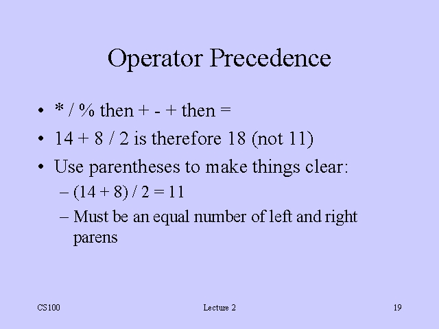 Operator Precedence 6801