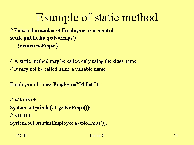 Example of static method