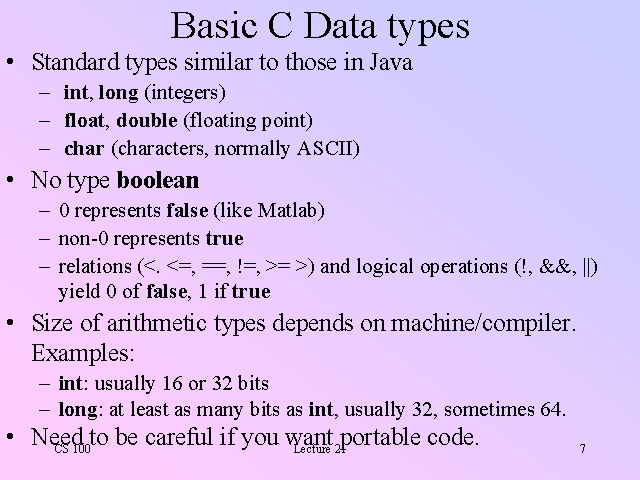 c basic data types