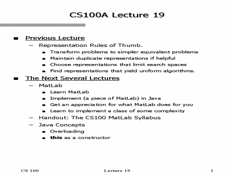 CS100A Lecture 19