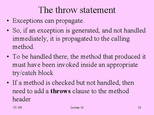 The throw statement