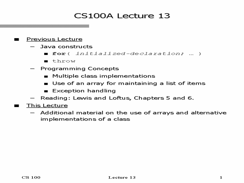 CS100A Lecture 13