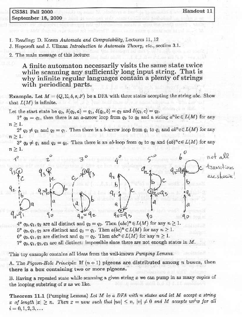 CS 381 Fall 2000 Handouts & Assignments